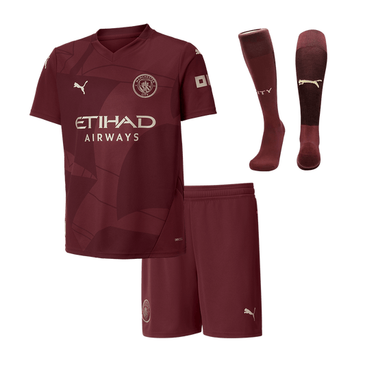 Kid's Manchester City Third Away  Soccer Jersey Kit(Jersey+Shorts+Socks) 2024/25 footmaillots.fr
