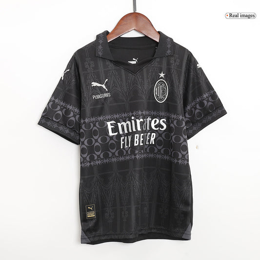 Kid's AC Milan x Pleasures Fourth Away  Soccer Jersey Kit(Jersey+Shorts) 2023/24 footmaillots.fr