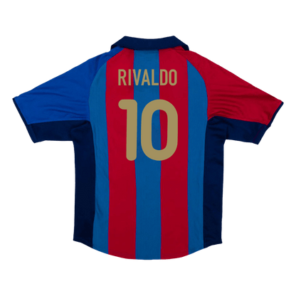 Retro RIVALDO #10 2001/02 Barcelona Home  Soccer Jersey footmaillots.fr