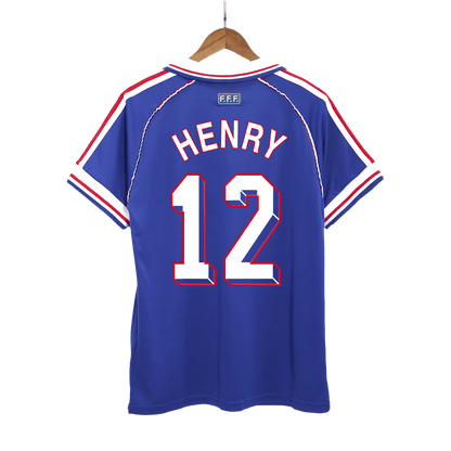 Retro HENRY #12 1998 France Home  Soccer Jersey footmaillots.fr