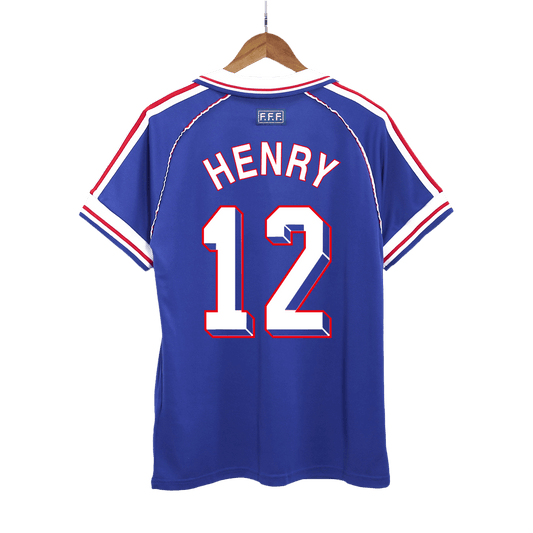 Retro HENRY #12 1998 France Home  Soccer Jersey footmaillots.fr