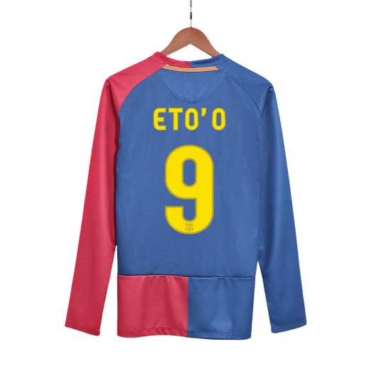 Retro ETO'O #9 2008/09 Barcelona Home Long Sleeve  Soccer Jersey- UCL Final footmaillots.fr
